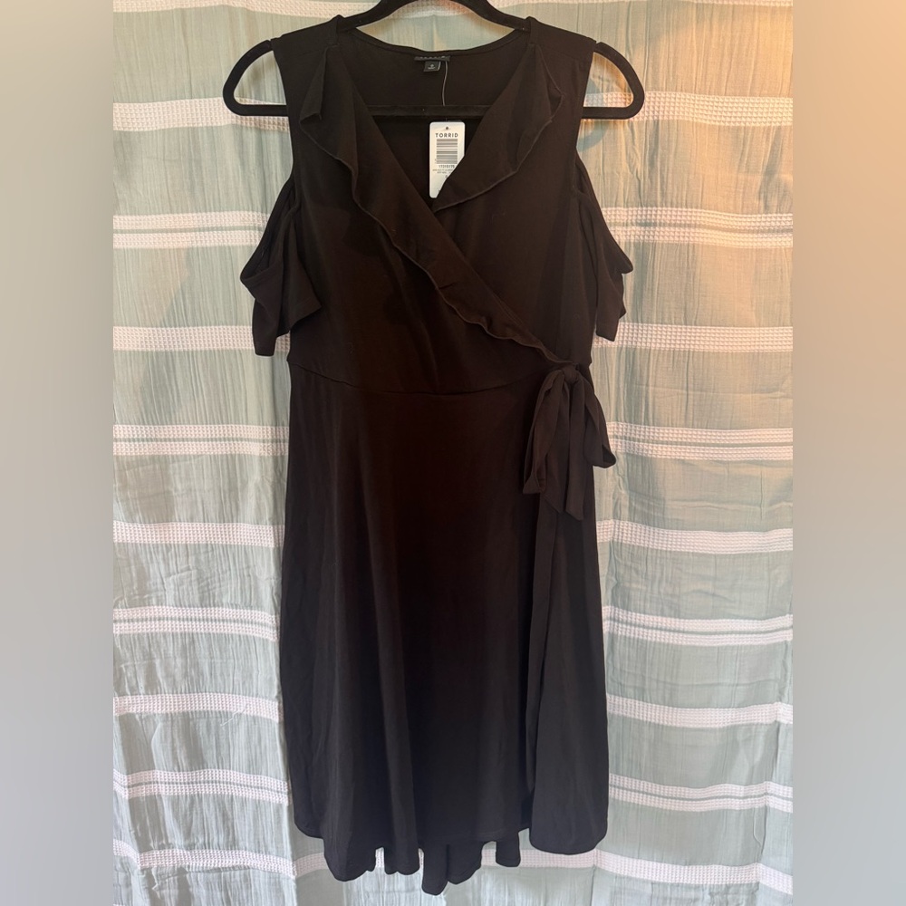 Torrid Black Cold Shoulder Ruffle Dress